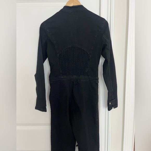 ZARA long sleeve black zip up denim jumpsuit Sz. S NWOT - Picture 11 of 14